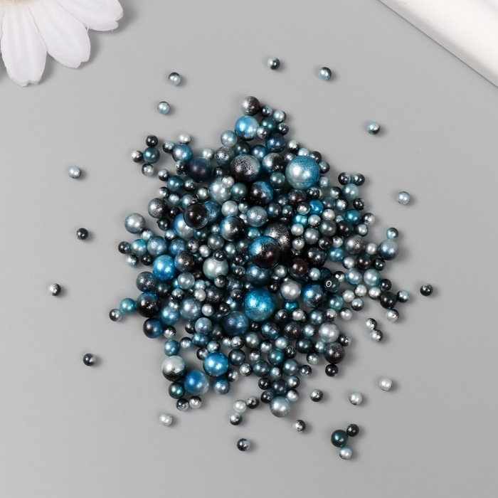 Декор для творчества пластик Декор для творчества пластик "Круглые. Градиент. Русалка синяя" d=3-8мм, набор 10 гр