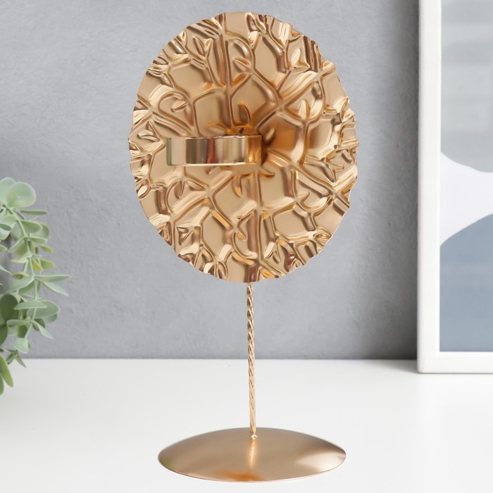 Подсвечник металл на 1 свечу Подсвечник металл на 1 свечу "Паутина времени" золото 26х14,5х11 см