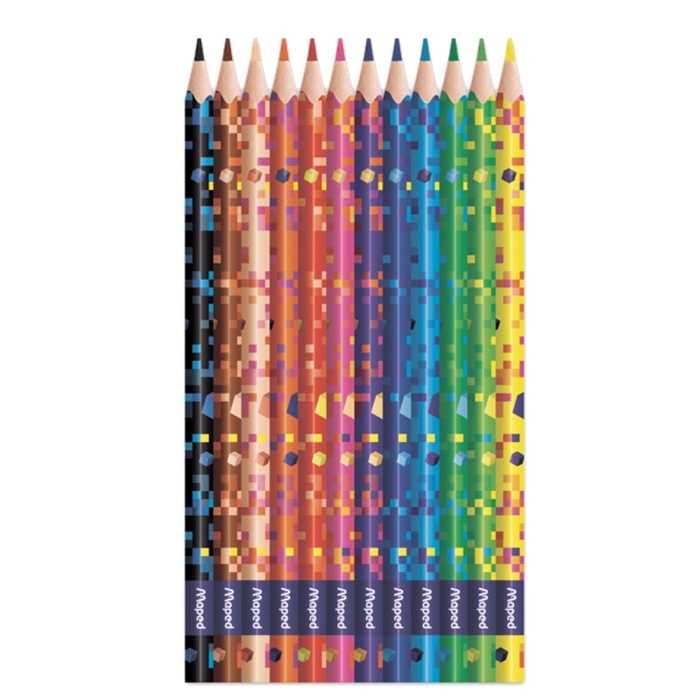 Карандаши 12 цветов PIXEL PARTY, пластиковые, декорированные, треугольные, картонная упаковка с подвесом Карандаши 12 цветов PIXEL PARTY, пластиковые, декорированные, треугольные, картонная упаковка с подвесом