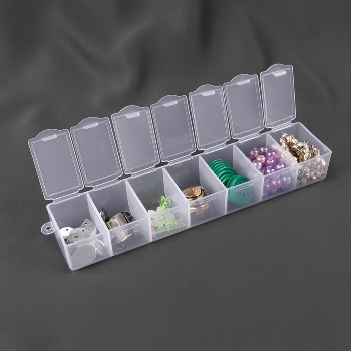 Контейнер для хранения мелочей, 19 × 4,5 × 3 см, с наклейками, цвет прозрачный Контейнер для хранения мелочей, 19 × 4,5 × 3 см, с наклейками, цвет прозрачный