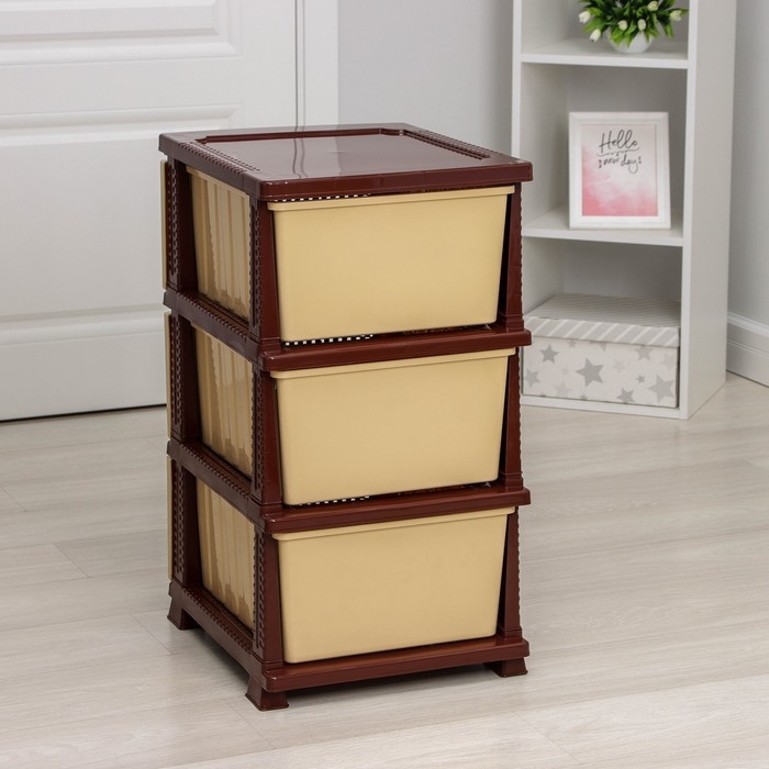 Комод 3-х секционный «Дельфин», бежево-коричневый Комод 3-х секционный «Дельфин», бежево-коричневый