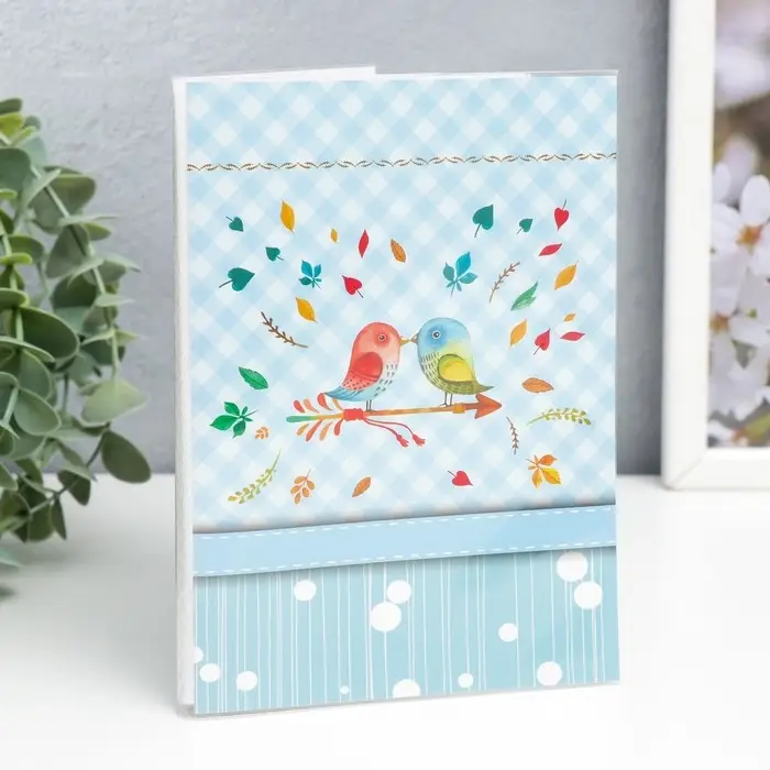 Фотоальбом 36 фото 10х15 см "Птички" голубой