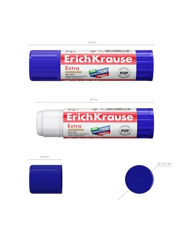 Клей-карандаш, ErichKrause Extra, PVP, усиленная формула, 21 г Клей-карандаш, ErichKrause Extra, PVP, усиленная формула, 21 г