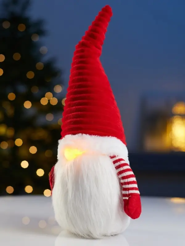 Светодиодная фигура &laquo;Гном романтик в красном&raquo; 40 см, текстиль, 1 LED, от батареек LR1130&times;3, свечение тёплое белое