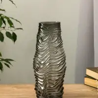 Ваза для цветов &laquo;Ванесса&raquo;, полосы, 30&times;12 см, стекло, серая