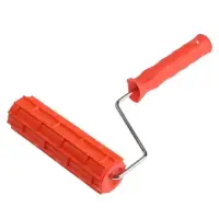 Валик декоративный ТУНДРА, резиновый, &laquo;кирпичи&raquo;, рукоятка d=6 мм, 180 мм