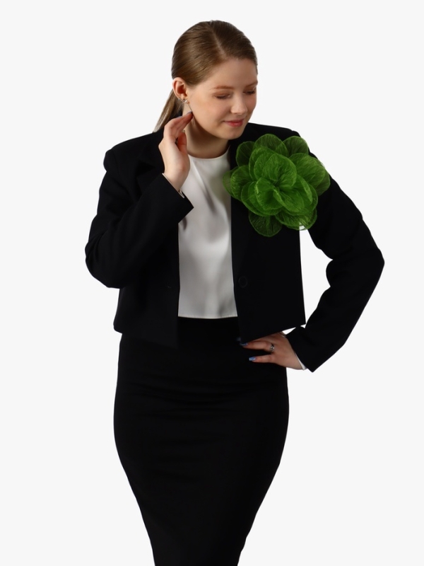 Брошь текстильная «Цветок» объемный, невесомый,цвет зелёный Брошь текстильная «Цветок» объемный, невесомый,цвет зелёный