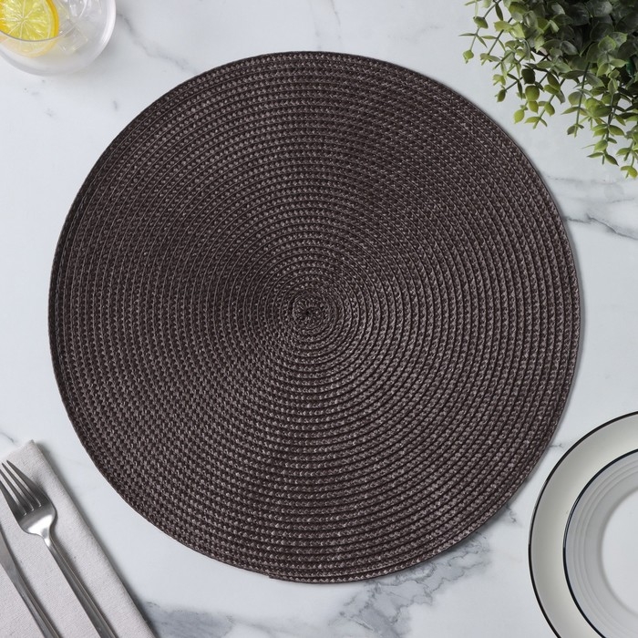 Салфетка сервировочная на стол Доляна «Лофт», d=38 см, цвет коричневый Салфетка сервировочная на стол Доляна «Лофт», d=38 см, цвет коричневый