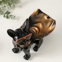 Подставка для мелочей &laquo;Фигурка. Бульдог в плаще&raquo;, полистоун, чёрная, 23&times;20&times;13 см