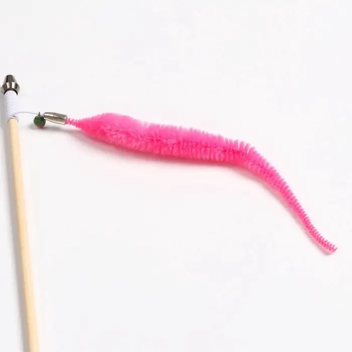 Дразнилка - удочка &laquo;Веселый червячок&raquo;, на деревянной палочке, цвет МИКС
