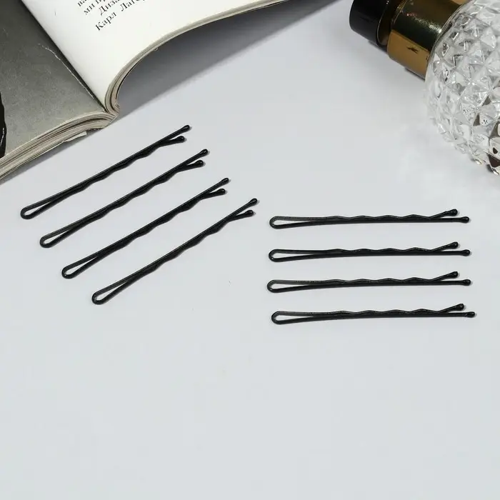 Невидимки для волос «Классика», набор 20 шт., рельеф, 6 см, чёрные