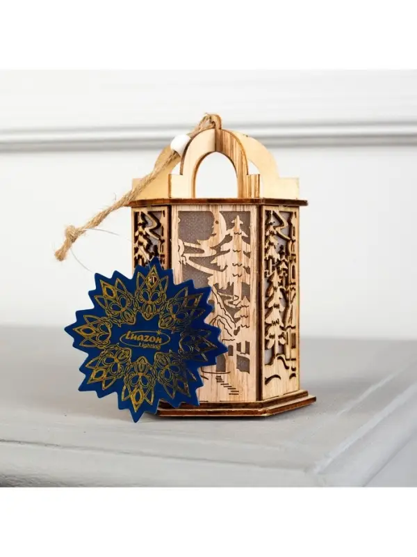 Ёлочная игрушка &laquo;Фонарь с домиком&raquo;, 13&times;9&times;9 см, от батареек, свечение тёплое белое