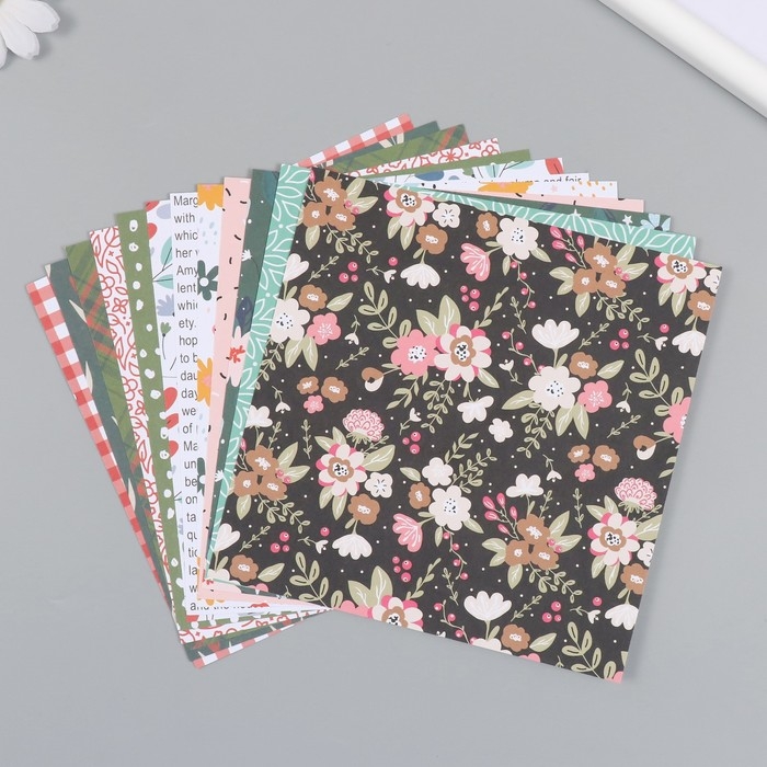 Набор бумаги для скрапбукинга 12 листов 12 дизайнов Набор бумаги для скрапбукинга 12 листов 12 дизайнов "Гармония" 160 гр 15,2х15,2 см