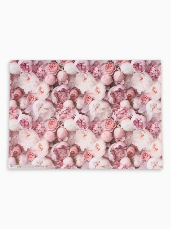 Бумага упаковочная, глянцевая &laquo;Весенний букет пионов&raquo;, 70&times;50 см