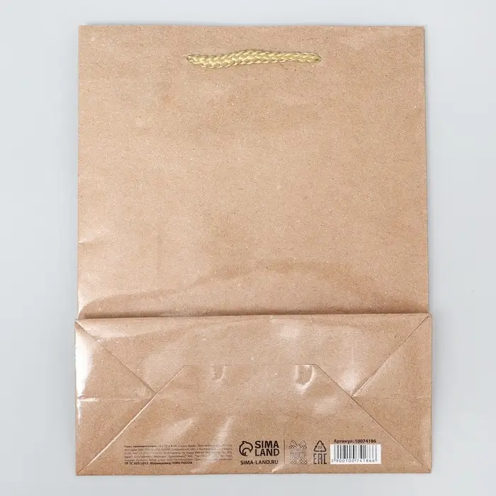 Пакет подарочный ламинированный, упаковка, «Крафт», MS 18 х 23 х 8 см