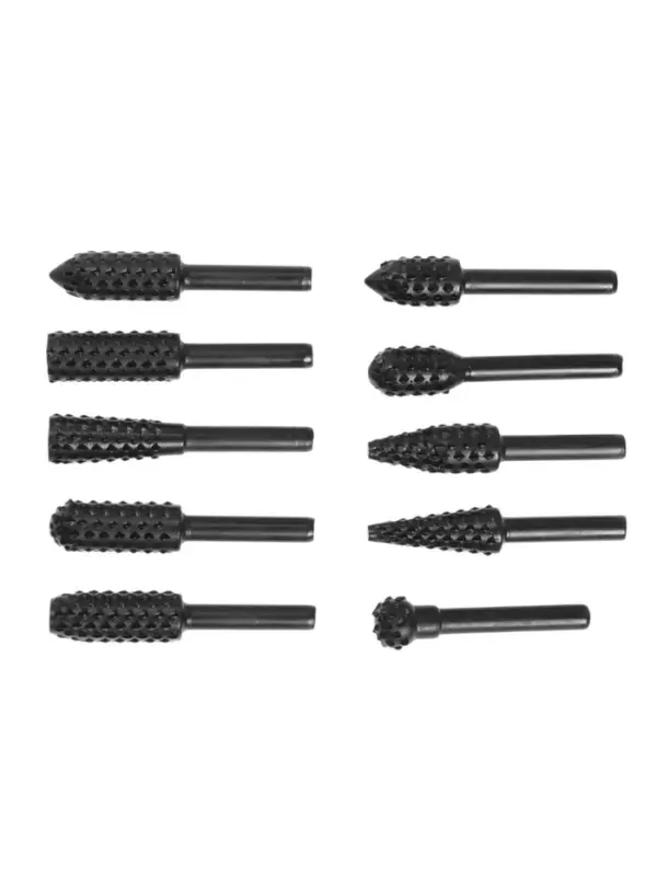 Набор шарошек по дереву ТУНДРА, диаметр хвостовика 6 мм, 10 шт.