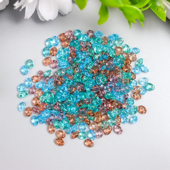 Бисер Чехия  Бисер Чехия "GAMMA" 2.5 x 5 мм  25 г  1-й сорт №30 коричнево-голубой/прозрачный