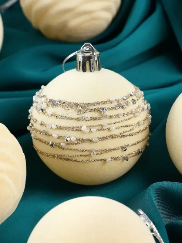 Ёлочные шары &laquo;Бархат. Маскарад&raquo;, шары новогодние, d=6 см, 16 шт., белый