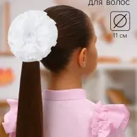 Бант для волос на резинке &laquo;Школьница&raquo;, волнушка роза, d=11 см, белый