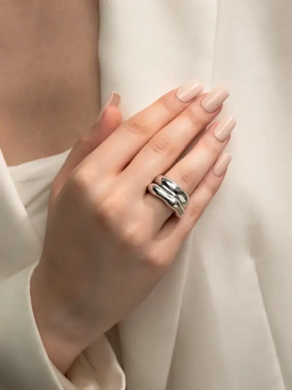 Кольцо пластик &laquo;Стиль&raquo;, набор 2 шт. размер 17, цвет серебро