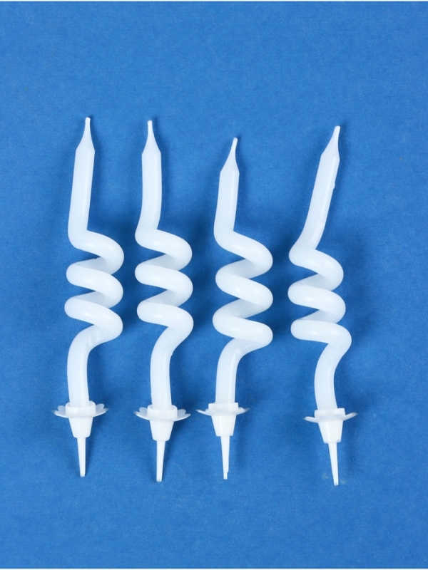 Набор свечей в торт  Набор свечей в торт "Неоновые спирали", 4 шт, светящиеся голубые, 8 см