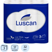 Бумага туалетная Luscan Deluxe Mega Pack 3сл бел цел 17м 142л 32рул/уп_Спб