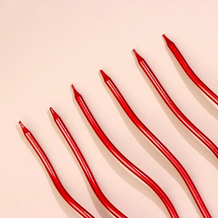 Свечи для торта витые «Серпантин» 6 шт., коктейльные, рубиновые Свечи для торта витые «Серпантин» 6 шт., коктейльные, рубиновые