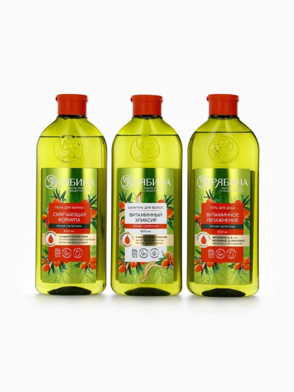 Шампунь для волос, витаминный эликсир, аромат облепихи, 250 мл, Рябина Шампунь для волос, витаминный эликсир, аромат облепихи, 250 мл, Рябина