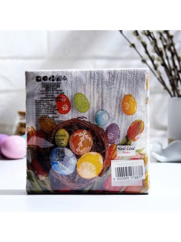 Пасхальные салфетки бумажные New Line Fresco &laquo;Яйца, Тюльпаны&raquo;, 2 слоя, 33&times;33 см, 20 шт.
