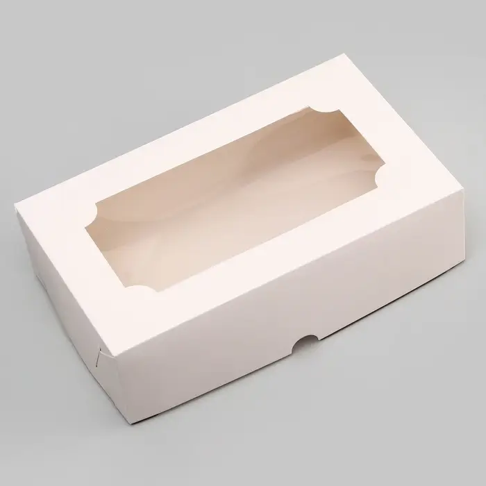 Коробка складная с окном под зефир, белый, 25×15×7 см Коробка складная с окном под зефир, белый, 25×15×7 см