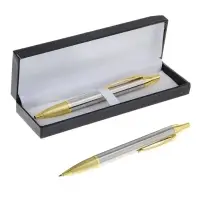Ручка подарочная Calligrata &laquo;Модерн&raquo;, шариковая, автоматическая, в футляре, корпус серебристый с золотым
