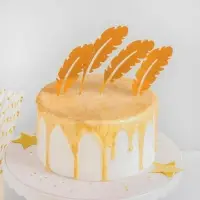 Набор топперов для торта «Перо», 4 шт, цвет золотой Набор топперов для торта «Перо», 4 шт, цвет золотой