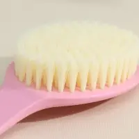 Щётка массажная для тела Доляна, с ручкой и массажёром, искусственная щетина, розовая