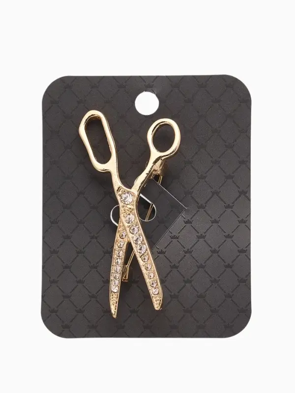 Брошь &laquo;Ножницы&raquo;, белая в золоте