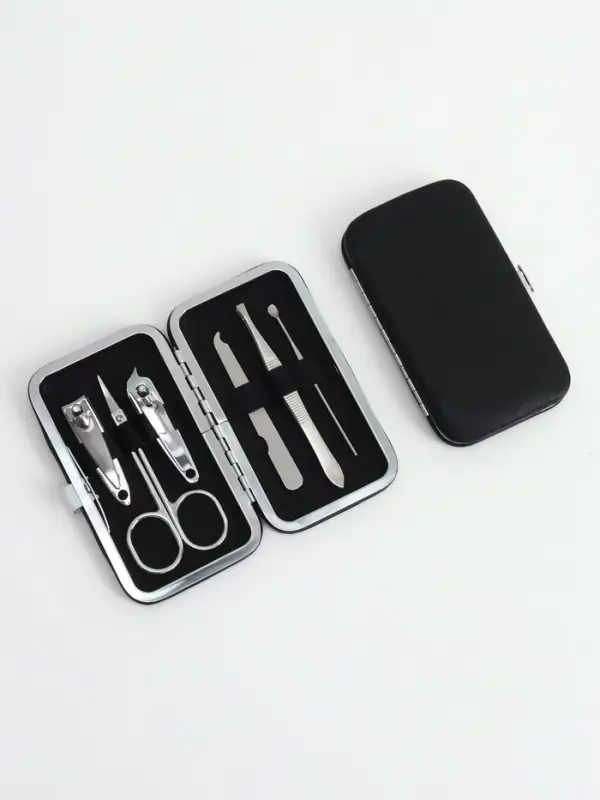 Набор маникюрный, 6 предметов, в футляре, чёрный