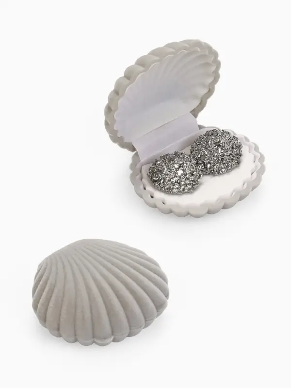 Футляр под кольцо, серьги &laquo;Ракушка&raquo;, бархатный, 6&times;5.5 см, серый