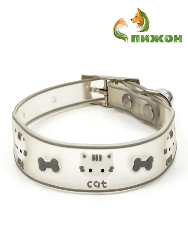 Ошейник для кошек &laquo;Котя&raquo;, 30&times;1 см, со светоотражающим покрытием, серый
