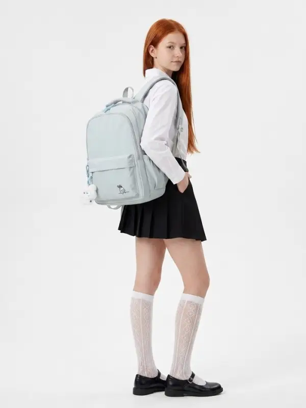 Рюкзак школьный &laquo;Зайчик&raquo;, однотонный, для девочки, 31&times;13&times;48 см, голубой