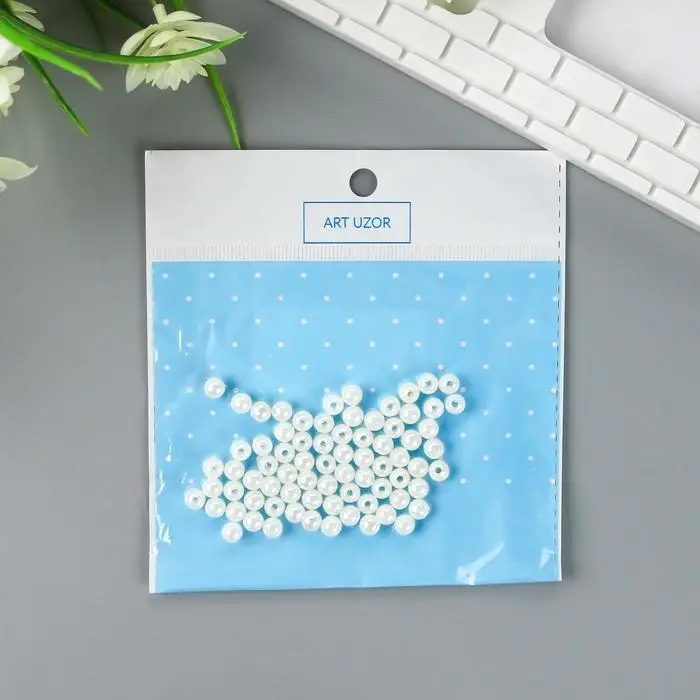 Бусины для творчества пластик Бусины для творчества пластик "Жемчуг" (набор 100 шт) 0,6х0,6 см