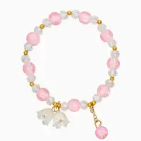 Браслет детский "Выбражулька" ландыши, цвет розово-белый в золоте