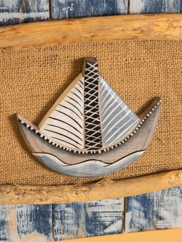 Панно плетеное  Панно плетеное "Кораблик", 24х4х55 см