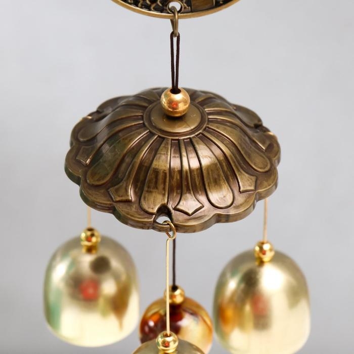 Музыка ветра металл Музыка ветра металл "Монета со слонами" 3 колокольчика 1 фигурка 38 см МИКС