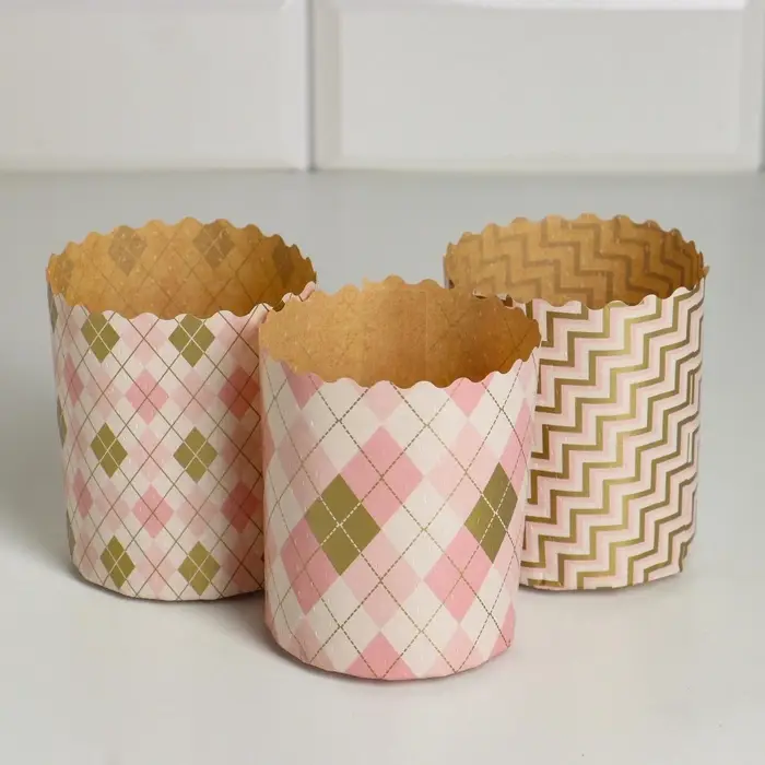 Форма для кулича бумажная Деко-про &laquo;Ромбики&raquo;, 7&times;8.5 см, МИКС