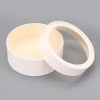 Набор круглых подарочных коробок с окном, завальцованные, белые, набор 8 шт., 15×6 см