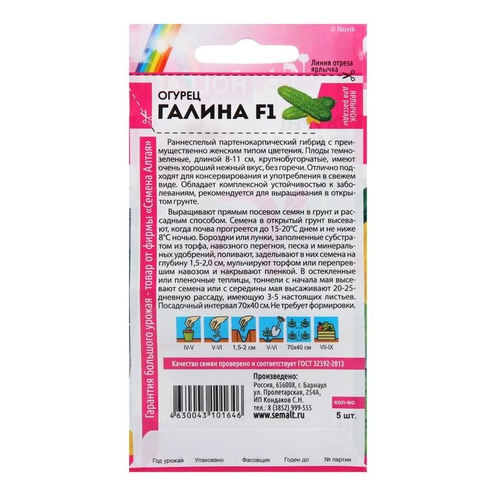 Семена огурца Семена огурца "Галина", F1, 5 шт.