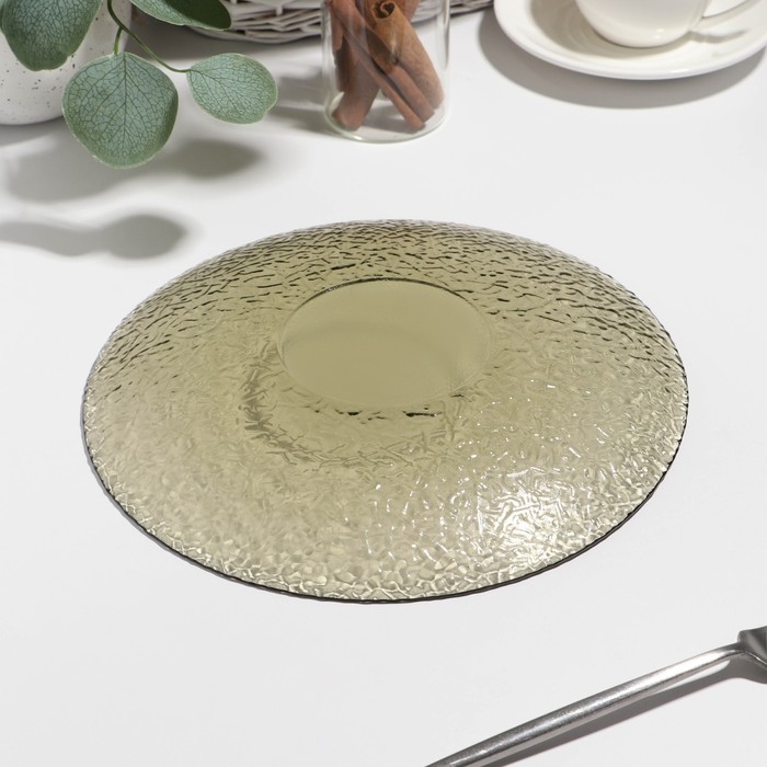 Тарелка стеклянная «Ажур», d=26 см, h=2.5 см, цвет дымка Тарелка стеклянная «Ажур», d=26 см, h=2.5 см, цвет дымка