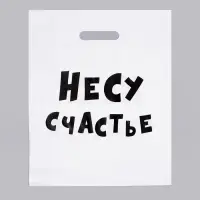 Пакет с приколами, полиэтиленовый с вырубной ручкой, &laquo;Несу счастье&raquo;, 60 мкм 31&times;40 см