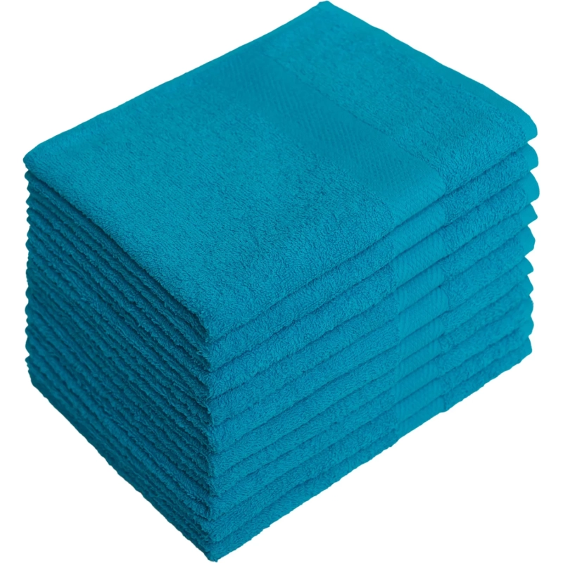 Набор полотенец махровых бордюр 440 г/м2, 40х70 ярко-бирюзовый, 10шт
