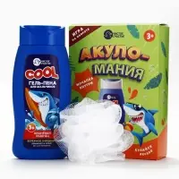 Детский подарочный набор &laquo;Акуломания&raquo;: гель-пена 250 мл, мочалка, Чистое счастье