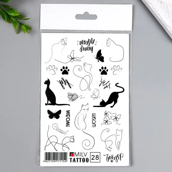 Татуировка на тело "Котики" 10х15 см